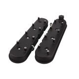 Top Street Performance LS Cast Aluminum Valve Covers JM8082-1BK Covers, Center Bolt, Tall, Plain, Fabricated Aluminum, Black anodized, with Gaskets and Mounting Hardware, Chevy, LS, Pair thumbnail 1