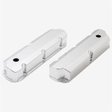 Top Street Performance Fabricated Aluminum Valve Covers JM8093-8CA Covers, Aluminum, Clear Anodized, Tall, Stock Mounting Style, Breather Holes, Ford, 4.3L, 4.7L, 5.0L, 5.8L, Pair thumbnail 1