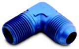 Fitting - Adapter - 90 Degree - 6 AN Male to 1/2 in NPT Male - Aluminum - Blue Anodized - Each thumbnail 1