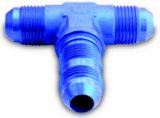 Fitting - Bulkhead Tee - 3 AN Male x 3 AN Male x 3 AN Male Bulkhead - Aluminum - Blue Anodized - Each thumbnail 1
