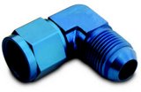 Fitting - Adapter - 90 Degree - 4 AN Female Swivel to 4 AN Male - Aluminum - Blue Anodized - Each thumbnail 1