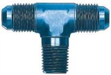 Fitting - Adapter Tee - 3 AN Male x 3 AN Male - 1/8 in NPT Male - Aluminum - Blue Anodized - Each thumbnail 1
