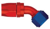 Fitting - Hose End - AQP/Startlite - 45 Degree - 16 AN Hose to 16 AN Female Swivel - Aluminum - Blue / Red Anodized - Each thumbnail 1