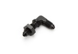 Fitting - Bulkhead - 90 Degree - 3 AN Male to 3 AN Male Bulkhead - Aluminum - Black Anodized - Each thumbnail 1