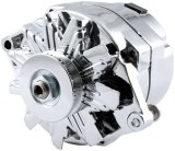 Alternator - 100 amps - 12V - 1-Wire - Single V-Belt Pulley - Aluminum Case - Chrome - GM - Each thumbnail 1
