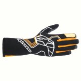 Driving Gloves - Tech-1 Race V4 - SFI 3.3/5 - FIA Approved - 2 Layer - Aramid / Silicone - Elastic Cuff - Black / Fluorescent Orange - 2X-Large - Pair thumbnail 1