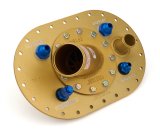 Fuel Cell Filler Plate - Remote Fill - 45 Degree 2-1/4 in OD Neck - Flat Mount - 12-Bolt Flange - Flapper - Aluminum - Gold Anodized - Kit thumbnail 1