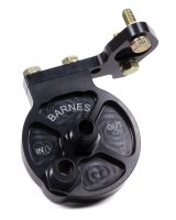 Oil Filter Mount - 10 AN Male Ports - 13/16-12 in Center Thread - Head Mount - Aluminum - Red Anodized - Small Block Chevy - Each thumbnail 1