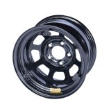 Wheel - Inertia Advantage - 15 x 8 in - 2.000 in Backspace - 5 x 5.00 in Bolt Pattern - Mud Cover Tabs - IMCA Approved - Steel - Black Powder Coat - Each thumbnail 1