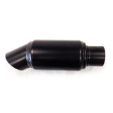 Muffler - Quiet Core - 3.5 in Center Inlet - 3.5 in Center Downturn - 6 x 4.5 in Round Body - 11.5 in Long - Stainless - Black Paint - Each thumbnail 1