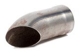 Exhaust Tip - Weld-On - 3.5 in Diameter - 6.5 in Long - Single Wall - Cut Edge - Angled Cut - Turndown Style - Steel - Natural - Each thumbnail 1