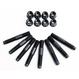 Supercharger Stud - 7/16 in Thread - 2-3/4 in Long - 9/16 in Hex Head Nuts - Aluminum - Black Anodized - Blower Shop Superchargers - Set of 8 thumbnail 1