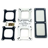 Supercharger Carburetor Adapter - 8-5/8 in Center to Center - Screen Inlet Gasket / 2 Carb Gaskets / Hardware - Aluminum - Polished - Each thumbnail 1