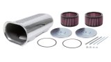 Air Cleaner Assembly - Street Scoop - 18.375 x 9.5 in Rectangle - 6.54 in Tall - Dual and Single 5-1/8 in Carb Flange - Aluminum - Polished - Kit thumbnail 1