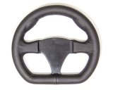 Steering Wheel - Leather Alpha D - 10 in Diameter - D-Shaped - Flat - 3-Spoke - Black Leather Grip - Aluminum - Black Anodized - Each thumbnail 1