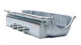 Engine Oil Pan - Dry Sump - 4.5 in Deep - Three 12 AN Male Passenger Side Pickups - Steel - Zinc Plated - 2-Piece Seal - Small Block Chevy - Each thumbnail 1