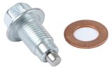 Drain Plug - 1/2-20 in Thread - 9/16 in Hex Head - Copper Washer - Magnetic - Steel - Zinc Plated - Each thumbnail 1