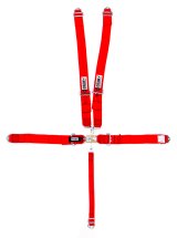 Harness - 5 Point - Latch and Link - SFI 16.1 - 50 in Length - Pull Down Adjust - Bolt-In / Wrap Around - Individual Harness - Red - Kit thumbnail 1