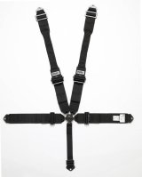 Harness - Kam Lock - 5 Point - SFI 16.1 - 52 in Length - Pull Down Adjust - Bolt In - Individual Harness - Black - Kit thumbnail 1