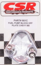 Fuel Pump Blockoff - Stainless Allen Head Screws - Gasket - Aluminum - Clear Anodized - Big Block Chevy - Each thumbnail 1