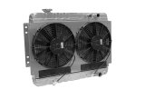 Radiator and Fan - LSX Conversion - 25.25 in W x 20 in H x 6.75 in D - Dual Fans - Passenger Side Inlet - Passenger Side Outlet - Automatic Transmission - Aluminum - Natural - GM A-Body 1964-67 - Kit thumbnail 1