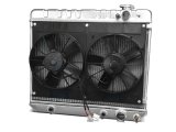 Radiator and Fan - LSX Conversion - 25.5 in W x 22.75 in H x 6.75 in D - Dual Fans - Passenger Side Inlet - Passenger Side Outlet - Automatic Transmission - Aluminum - Natural - GM Fullsize Truck 1963-66 - Kit thumbnail 1