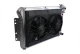Radiator and Fan - LSX Conversion - 27.5 in W x 18.5 in H x 6.75 in D - Dual Fans - Passenger Side Inlet - Passenger Side Outlet - Automatic Transmission - Aluminum - Natural - GM F-Body 1967-69 - Kit thumbnail 1