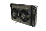 Radiator and Fan - LSX Conversion - 31 in W x 18.5 in H x 3.25 in D - Dual Fans - Passenger Side Inlet - Passenger Side Outlet - Automatic Transmission - Aluminum - Black Paint - GM F-Body 1970-81 - Kit thumbnail 1