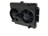 Radiator and Fan - LSX Conversion - 28 in W x 20.5 in H x 3 in D - Dual Fans - Passenger Side Inlet - Passenger Side Outlet - Manual Transmission - Aluminum - Black Paint - GM B-Body 1959-64 - Kit thumbnail 1