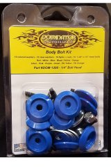 Countersunk Bolt Kit - 1/4-20 in Thread - 1.375 in Long - Hex Head - Countersunk Washers / Nuts - Plastic / Steel - Blue - Set of 10 thumbnail 1