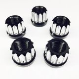 Lug Nut - Flat - 5/8-18 in Thread - Open End - 12 Point - Aluminum - Black / Silver Machined - Set of 5 thumbnail 1