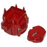 Cap and Rotor Kit - HEI Style Terminal - Brass Terminals - Twist Lock - Red - Non-Vented - GM Inline-6 / GM V6 - Kit thumbnail 1