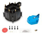 Cap and Rotor Kit - HEI Style Terminal - Brass Terminals - Twist-Lock - Black - Non-Vented - Chevy V8 - Kit thumbnail 1