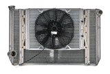 Radiator and Fan - 28.875 in W x 18 in H x 2 in D - Triple Pass - Driver Side Inlet - Passenger Side Outlet - Aluminum - Natural - Ford - Super Late Model - Kit thumbnail 1