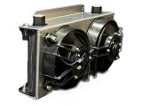 Fluid Cooler and Fan - E-Line - 13 x 5.75 x 2 in Plate Type - 10 AN Female O-Ring Inlet / Outlet - Aluminum - Black Paint - Universal - Each thumbnail 1