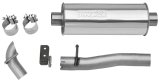 Exhaust System - Ultra Flo - Cat-Back - 2.5 in Diameter - Single Rear Exit - Turn Down Tip - Stainless - Natural - Jeep V6 - 4-Door - Jeep Wrangler JK 2007-11 - Kit thumbnail 1