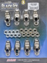 Rocker Arm - Black Ice - 7/16 in Stud Mount - 1.60 Ratio - OEM / Long Slot - Ball / Nut Included - Steel - Small Block Chevy - Set of 8 thumbnail 1