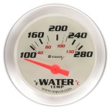 Water Temperature Gauge - 8000 Performance Series - 100-280 Degree F - Electric - Analog - Short Sweep - 2 in Diameter - White Face - Each thumbnail 1