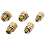 Fitting - Adapter - Straight - 1/8 in NPT Female to 10 mm x 1.00 Male / 12 mm x 1.50 Male / 14 mm 1.50 Male / 16 mm x 1.50 Male / 1/8-28 BSPT - Brass - Natural - Oil Pressure Fittings - Kit thumbnail 1