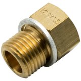 Fitting - Adapter - Straight - 5/8-18 in Female to 16 mm x 1.50 Male - Crush Washer - Brass - Natural - Each thumbnail 1