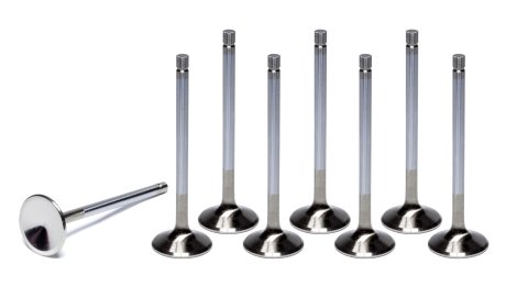 Exhaust Valve - Competition Plus - 1.615 in Head - 0.313 in Valve Stem - 5.227 in Long - Stainless - GM LS-Series - Set of 8