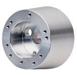 Steering Wheel Adapter - Tapered - 2-1/2 in Thick - Hardware Included - 5 or 6-Bolt Wheel to Flaming River Column - Aluminum - Natural - Universal - Each thumbnail 1