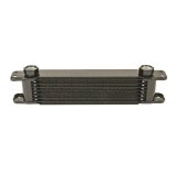 Fluid Cooler - 11 x 2.75 x 1.75 in - Plate Type - 7 Row - 10 AN Female O-Ring Inlet / Outlet - 10 AN Male Adapter - Fittings Included - Aluminum - Black Paint - Engine Oil - Each thumbnail 1