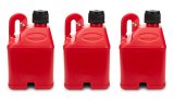 Utility Jug - Stackable - 5 gal - 11 x 11.25 x 18.5 in Tall - O-Ring Seal Cap - Petcock Vent - Square - Plastic - Red - Set of 3 thumbnail 1