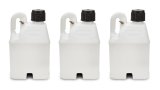 Utility Jug - Stackable - 5 gal - 11 x 11.25 x 18.5 in Tall - O-Ring Seal Cap - Petcock Vent - Square - Plastic - White - Set of 3 thumbnail 1
