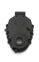 Timing Cover - 1-Piece - Gaskets / Hardware / Seal Included - Plastic - Black - Small Block Chevy - Each thumbnail 1