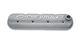 Valve Cover - Competition - Stock Height - Ribbed - Breather Hole - Hardware / Gaskets - Chevrolet Logo - Aluminum - Natural - GM LS-Series - Each thumbnail 1
