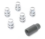 Wheel Lock - Gorilla - Acorn - 1/2-20 in Thread - Spline Drive - 60 Degree Seat - Closed End - Key - Heat Treated - Steel - Chrome - Set of 5 thumbnail 1