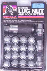 Lug Nut and Lock System - Acorn Bulge - 14 mm x 1.50 Right Hand Thread - 16 Lug Nuts - 4 Locks - Steel - Chrome - Kit thumbnail 1