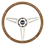 Steering Wheel - GT3 Retro - 14 in Diameter - 3.125 in Dish - 3-Spoke - Walnut - Wood Grip - Aluminum - Polished - Each thumbnail 1